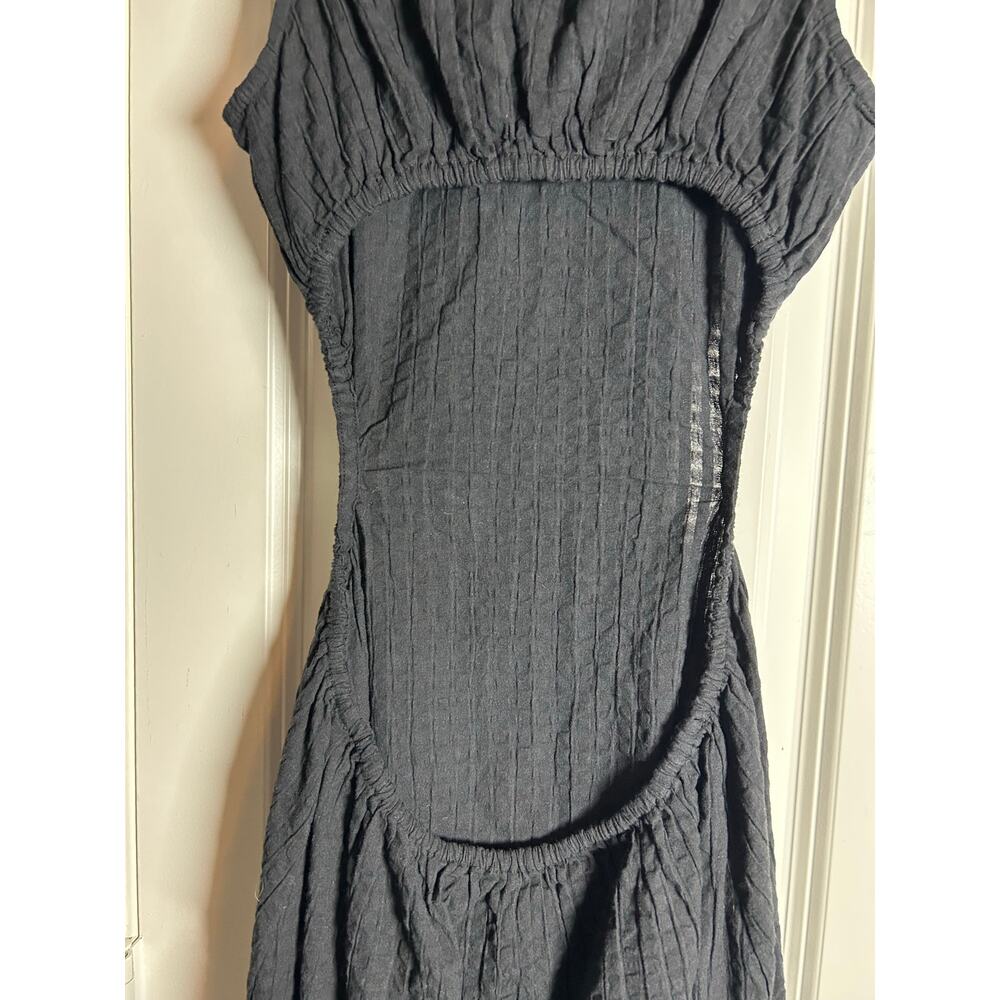 MADEWELL Dress NEW $128 Black Seersucker Cutout Sleeveless Cotton Midi Size XXS - Picture 6 of 8